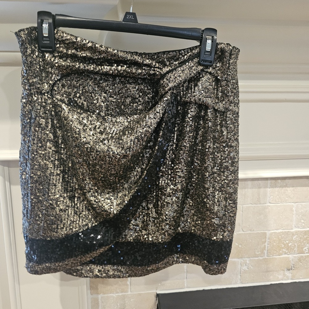 Wildfox Sequin Gold Black Large Skirt